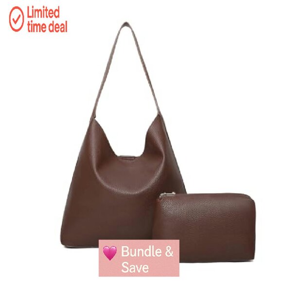 Soft Vegan Leather Hobo Bag, Slouchy Tote for Work Travel Everyday - Picture 2 of 8